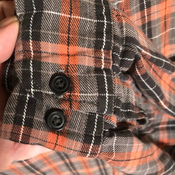 Van Heusen Men's Casual Plaid Shirt - Orange and Black - Picture 3 of 4